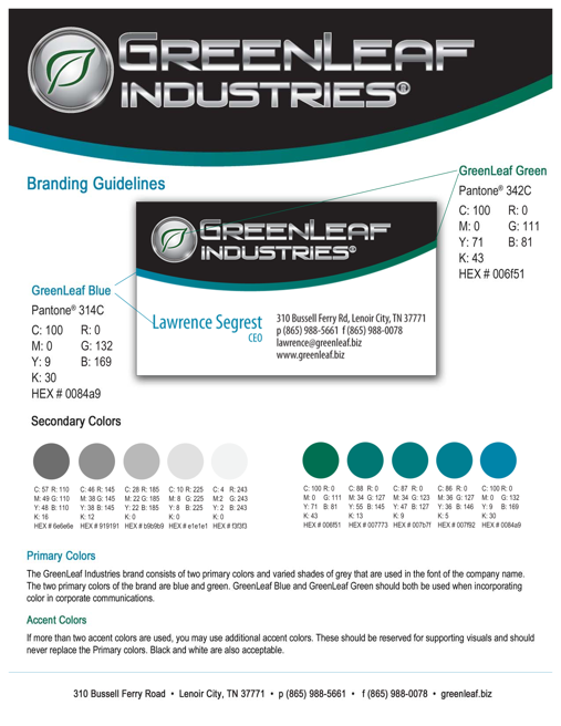 GreenLeaf Industries Manufacturing Website Branding Guidelines