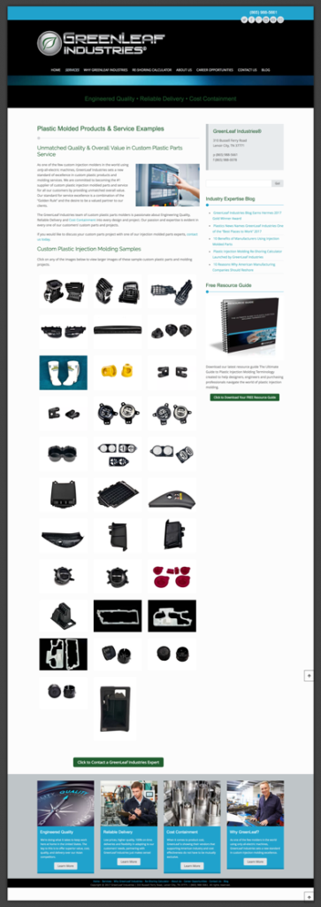 GreenLeaf Industries Manufacturing Website Product Pag